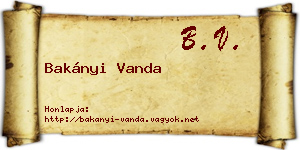 Bakányi Vanda névjegykártya